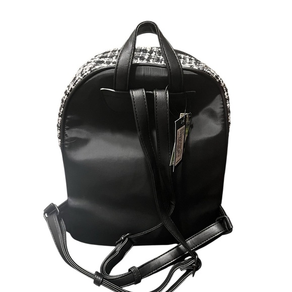 Badgley Mischka Black and White Tweed Quilted Backpack - Picture 2 of 3
